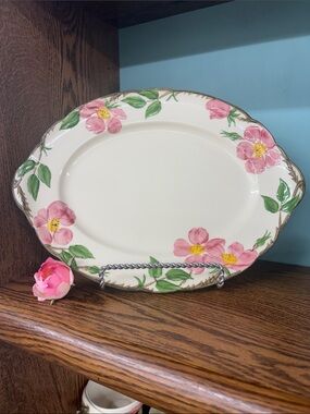 Elegant Pink Floral Ceramic Serving Platter